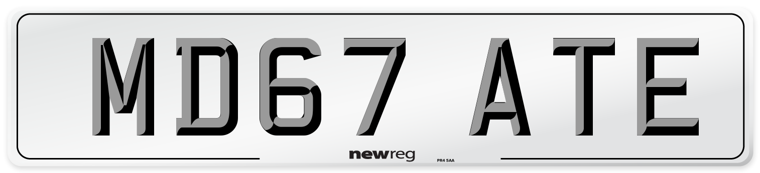 MD67 ATE Number Plate from New Reg